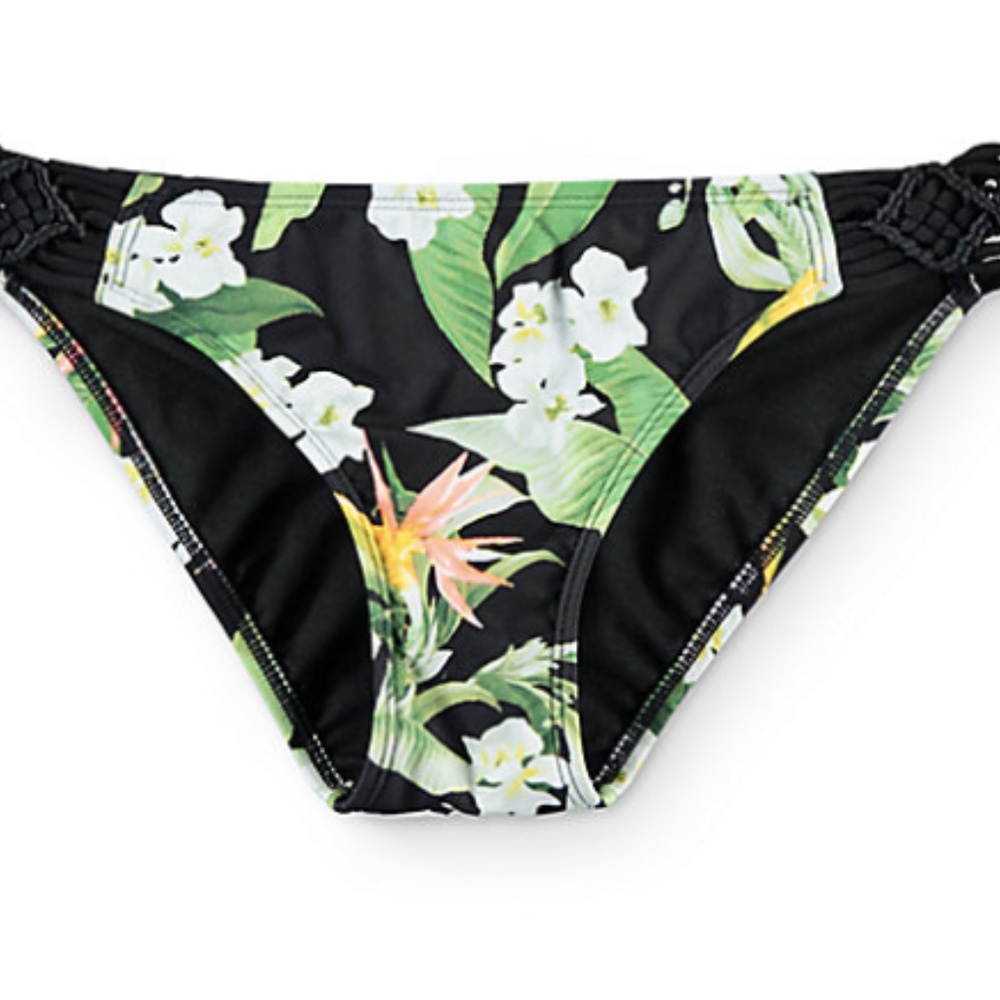 Malibu black leaf bikini bottom